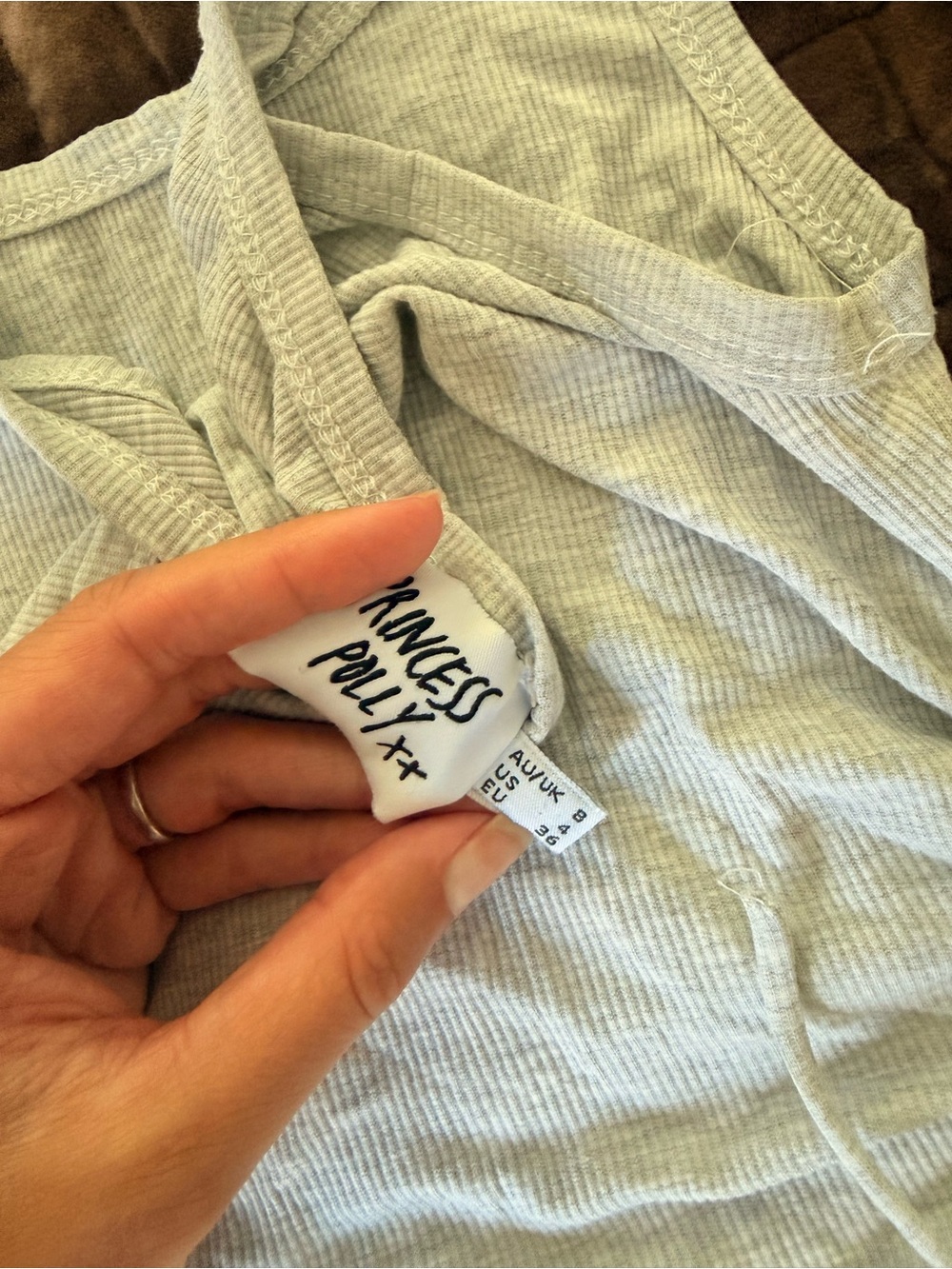 Princess Polly Light Gray Ribbed Ruched Tank - Picture 3 of 3